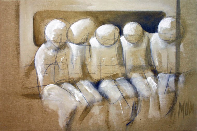 Subte — Acrílico y grafito sobre lienzo crudo 60 x 100 cm