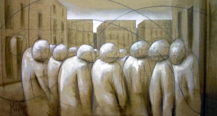 Plaza Revolución — Acrílico y grafito sobre lienzo crudo 80 x 150 cm