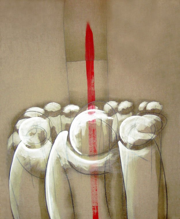 Etnias 04 — Acrílico y grafito sobre lienzo crudo 100 x 80 cm