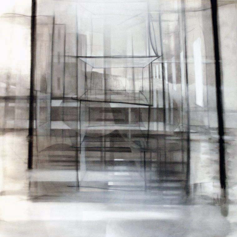Estratos — Acrílico y grafito sobre lienzo 150 x 150 cm