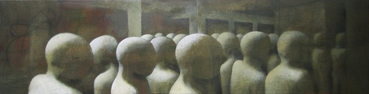 FLUJO URBANO 10 — Acrílico y grafito sobre lienzo 38 x 150 cm