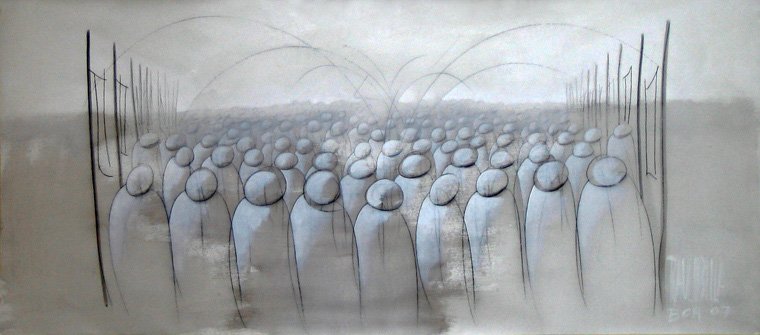 FLUJO URBANO 06 — Acrílico y grafito sobre lienzo 90 x 190 cm