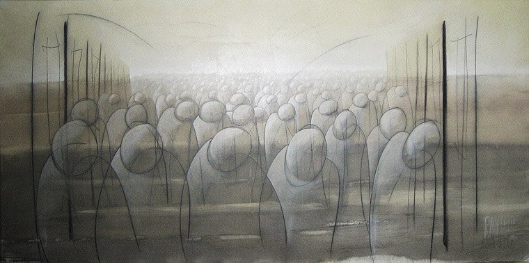 FLUJO URBANO 07 — Acrílico y grafito sobre lienzo 90 x 190 cm