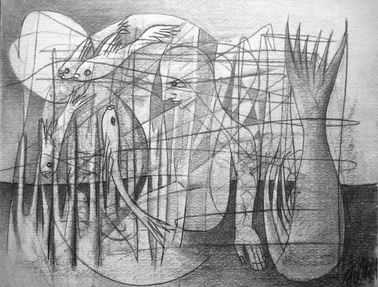 Mar / Cadaqués — Grafito sobre papel 20 x 30 cm