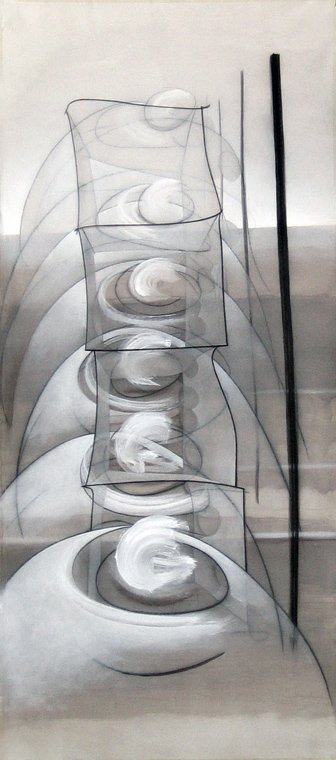 Multitud 3 — Acrílico y grafito sobre lienzo 200 x 90 cm