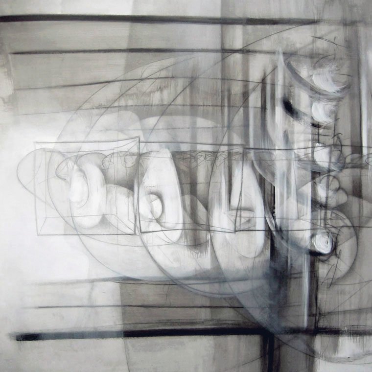 Multitud — Acrílico y grafito sobre lienzo 150 x 150 cm
