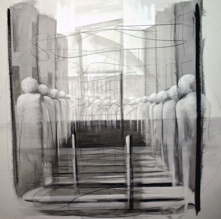 Paseo 4 — Acrílico y grafito sobre lienzo 150 x 150 cm
