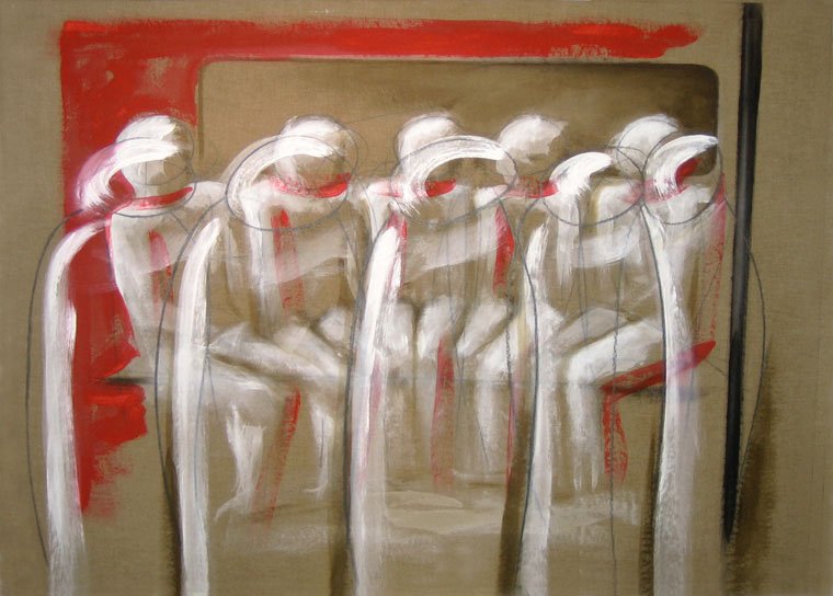 Subte 03 — Acrílico y grafito sobre lienzo crudo 60 x 100 cm